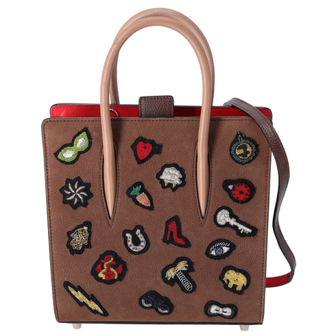 Christian Louboutin Nubuck Patch Small Eccusion Paloma Satchel Shoulder Bag