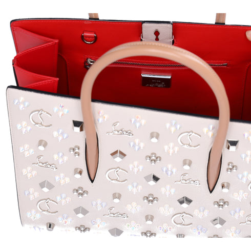 Christian Louboutin Paloma Medium Tote Bag Cream Beige Leather Studded