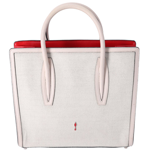 Christian Louboutin Loubinthesky Medium Paloma Satchel Canvas Spikes Ivory