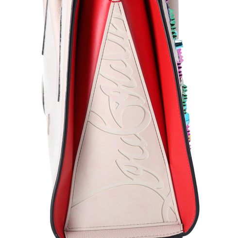 Christian Louboutin Loubinthesky Medium Paloma Satchel Canvas Spikes Ivory