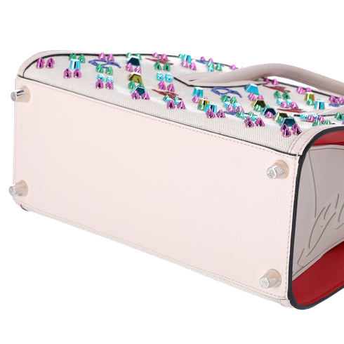 Christian Louboutin Loubinthesky Medium Paloma Satchel Canvas Spikes Ivory