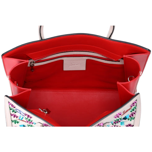 Christian Louboutin Loubinthesky Medium Paloma Satchel Canvas Spikes Ivory