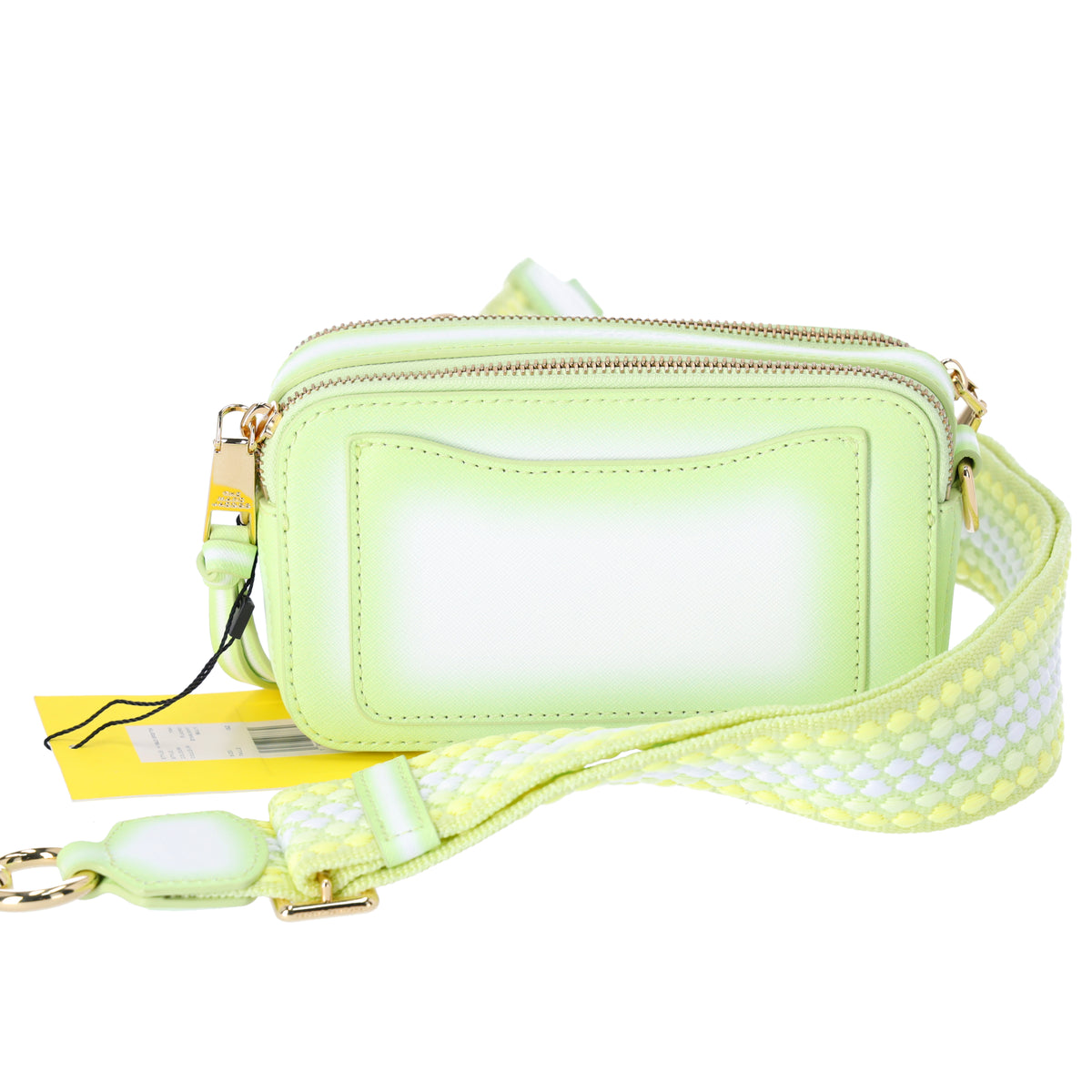 Marc Jacobs Snapshot Fluoro Edge Crossbody Neon Green Woven Strap