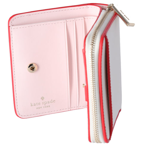 Kate Spade 3D Strawberry Dreams Small Zip Around Bifold Wallet Cream Multi