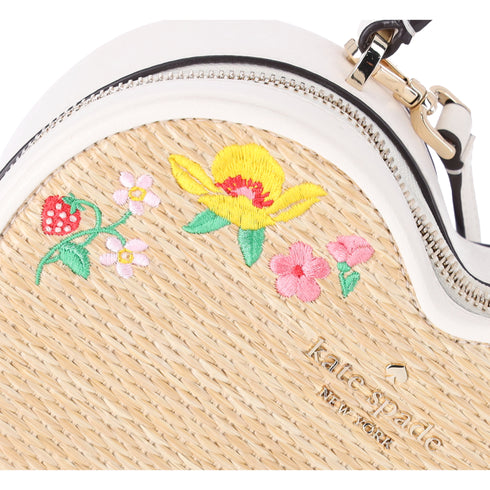 Kate Spade Love Shack Rattan Heart Purse Flowers Embroidered Meringue Multi