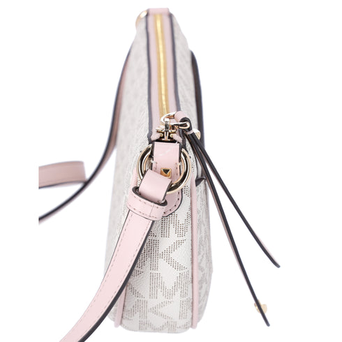 Michael Kors Dover Small Half Moon Crossbody Vanilla Pink Powder Blush Multi