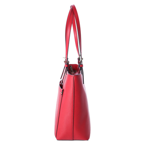 Michael Kors Jet Set Travel Medium Double Pocket Tote Vegan Leather Bright Red