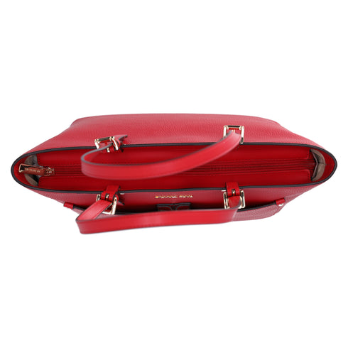 Michael Kors Jet Set Travel Medium Double Pocket Tote Vegan Leather Bright Red