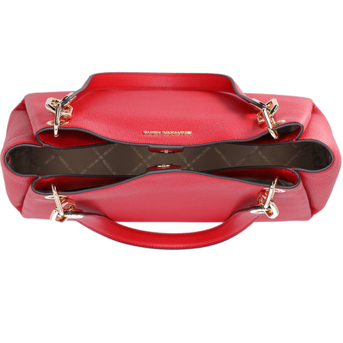 Michael Kors Trisha Large Triple Gusset Compartment Shoulder Tote Bright Red