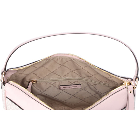 MIchael Kors Dover Large Half Moon Shoulder Bag Hobo Vanilla MK Pink