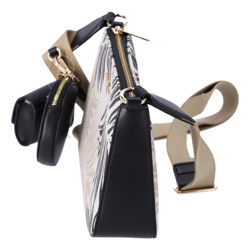 Michael Kors Jet Set Crossbody Tech Accessories Attached Black Multi Palm Leaves