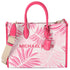 Michael Kors Mirella Medium East West Tote Electric Pink Multi Palm Tree Leaves