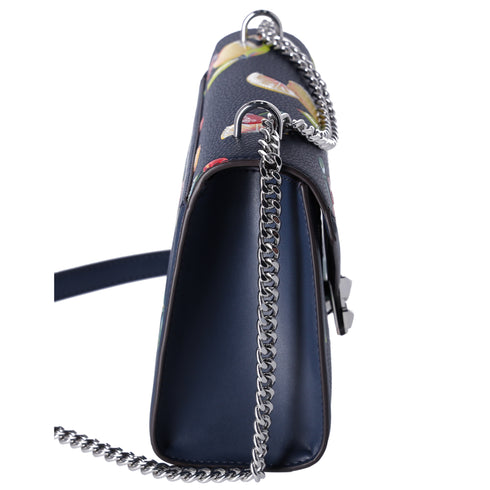 Michael Kors Whitney Medium Flap Shoulder Bag Fruit Print Navy Multi