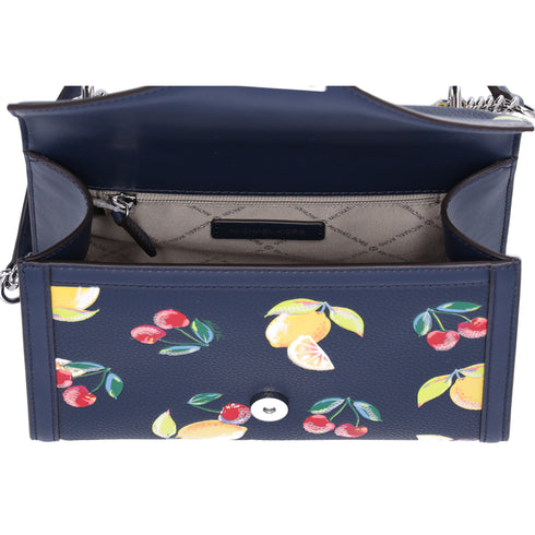 Michael Kors Whitney Medium Flap Shoulder Bag Fruit Print Navy Multi