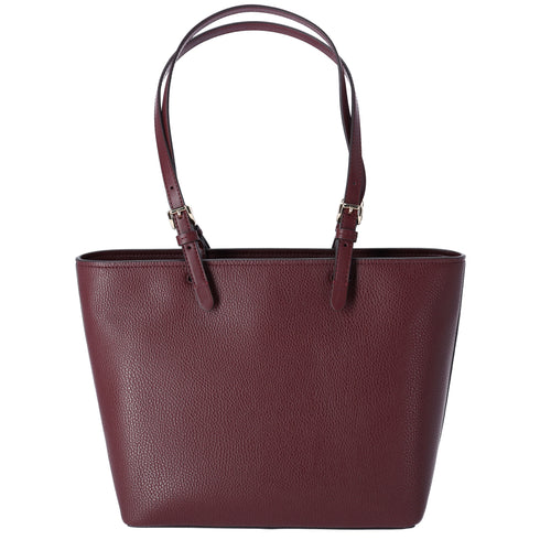 Michael Kors Jet Set Travel Medium Double Pocket Tote Oxblood Vegan Leather