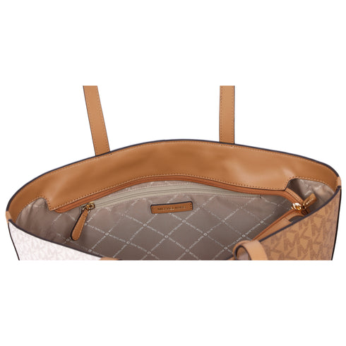 Michael Kors Jet Set Travel Medium Zip Top Tote Deer Multi Vanilla MK Signature