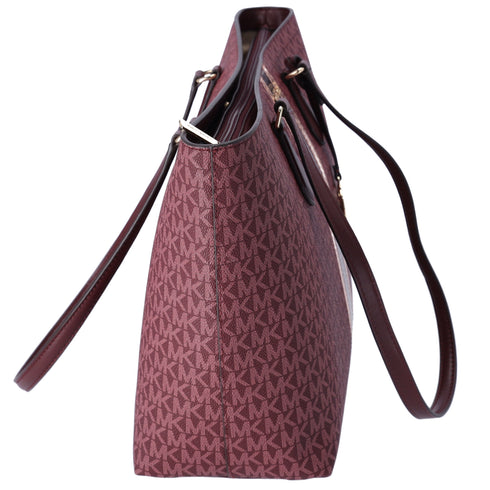 Michael Kors Sheila Large Signature Logo Tote Bag Oxblood Stripe MK Metallic