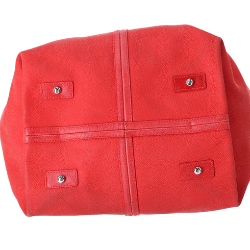 CHANEL Red Caviar Leather Camellia Drawstring Bag with Pouch