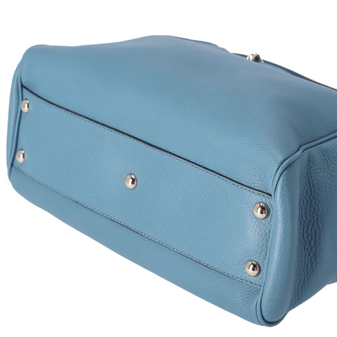 GUCCI Bamboo Shopper Small Tote Bag 336032 Blue Leather