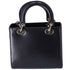 Christian Dior Lady Dior Medium Bag Handbag Black Blue Calf Skin
