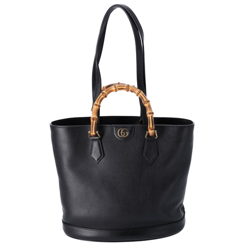 GUCCI Bamboo Diana Tote Bag 750394 Black Leather