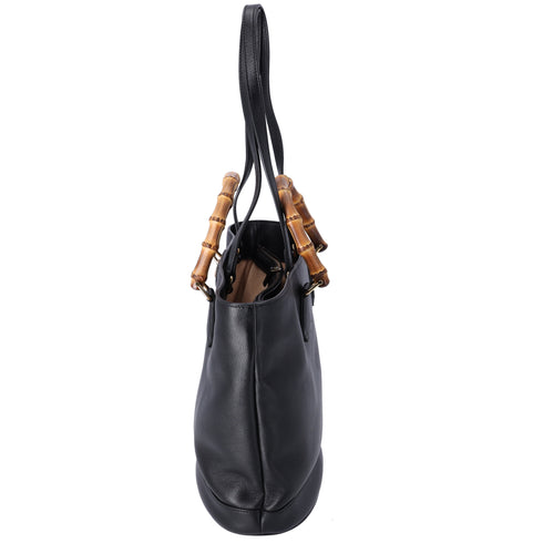 GUCCI Bamboo Diana Tote Bag 750394 Black Leather