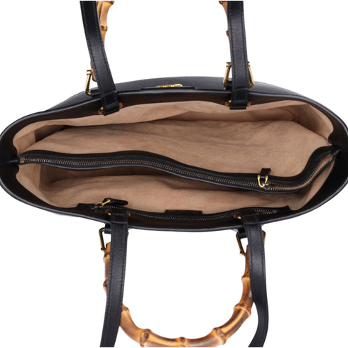 GUCCI Bamboo Diana Tote Bag 750394 Black Leather