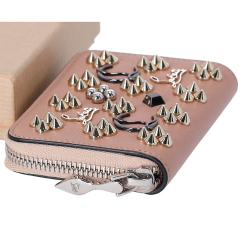 Christian Louboutin Panettone Coin Case 3175223 Beige Gold Leather Studs
