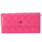 CHANEL Matelasse Long Flap Wallet Fuschia Pink Lambskin