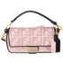 FENDI Mamma Baguette Zucca Pattern Handbag 8BR600 Pink Beige Black Jacquard
