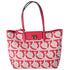 Salvatore Ferragamo Gancini Tote Bag Beige Red Canvas Leather