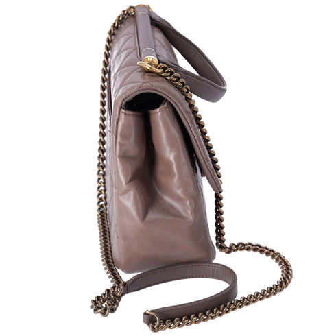 CHANEL Glazed Calfskin Quilted Medium Top Handle Flap Bag Dark Gray