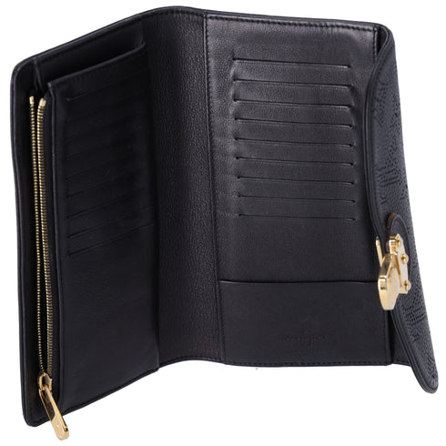 Louis Vuitton Amelia Mahina Monogram Long Trifold Wallet Black