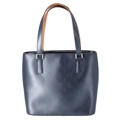 Louis Vuitton Stockton Monogram Mat Tote Bag M55115 Blue Calf