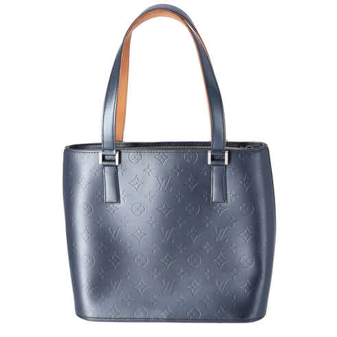 Louis Vuitton Stockton Monogram Mat Tote Bag M55115 Blue Calf