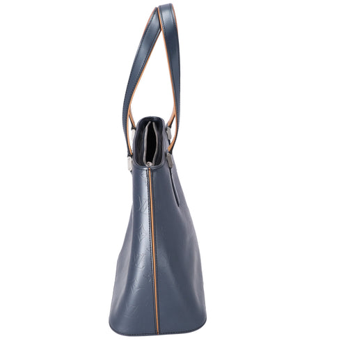 Louis Vuitton Stockton Monogram Mat Tote Bag M55115 Blue Calf