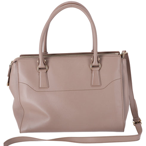 Salvatore Ferragamo Beky Triple Compartment Tote Taupe Saffiano Leather