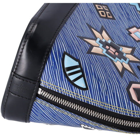 Louis Vuitton Blue Denim Aztec Epi Leather Alma BB Small Dome Bag Crossbody