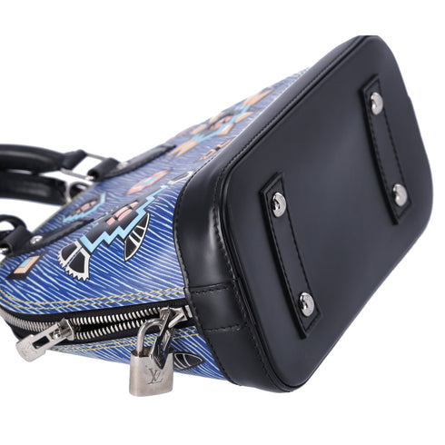 Louis Vuitton Blue Denim Aztec Epi Leather Alma BB Small Dome Bag Crossbody