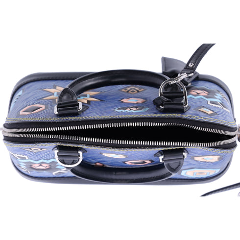 Louis Vuitton Blue Denim Aztec Epi Leather Alma BB Small Dome Bag Crossbody