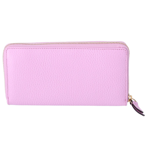 Gucci Dollar Calfskin GG Marmont Bosco Zip Around Wallet Malva