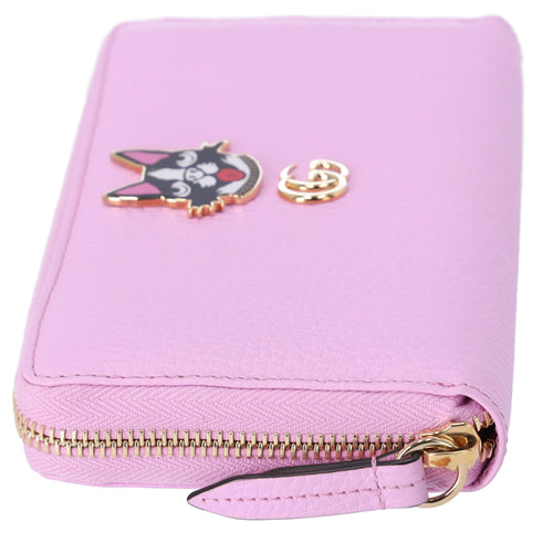 Gucci Dollar Calfskin GG Marmont Bosco Zip Around Wallet Malva