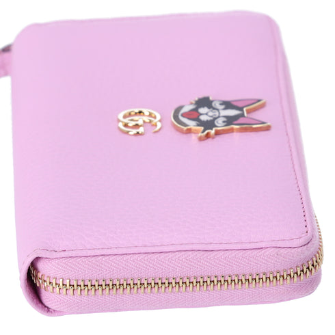 Gucci Dollar Calfskin GG Marmont Bosco Zip Around Wallet Malva