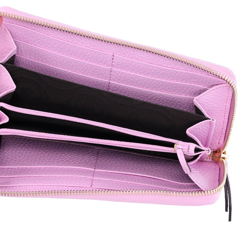 Gucci Dollar Calfskin GG Marmont Bosco Zip Around Wallet Malva