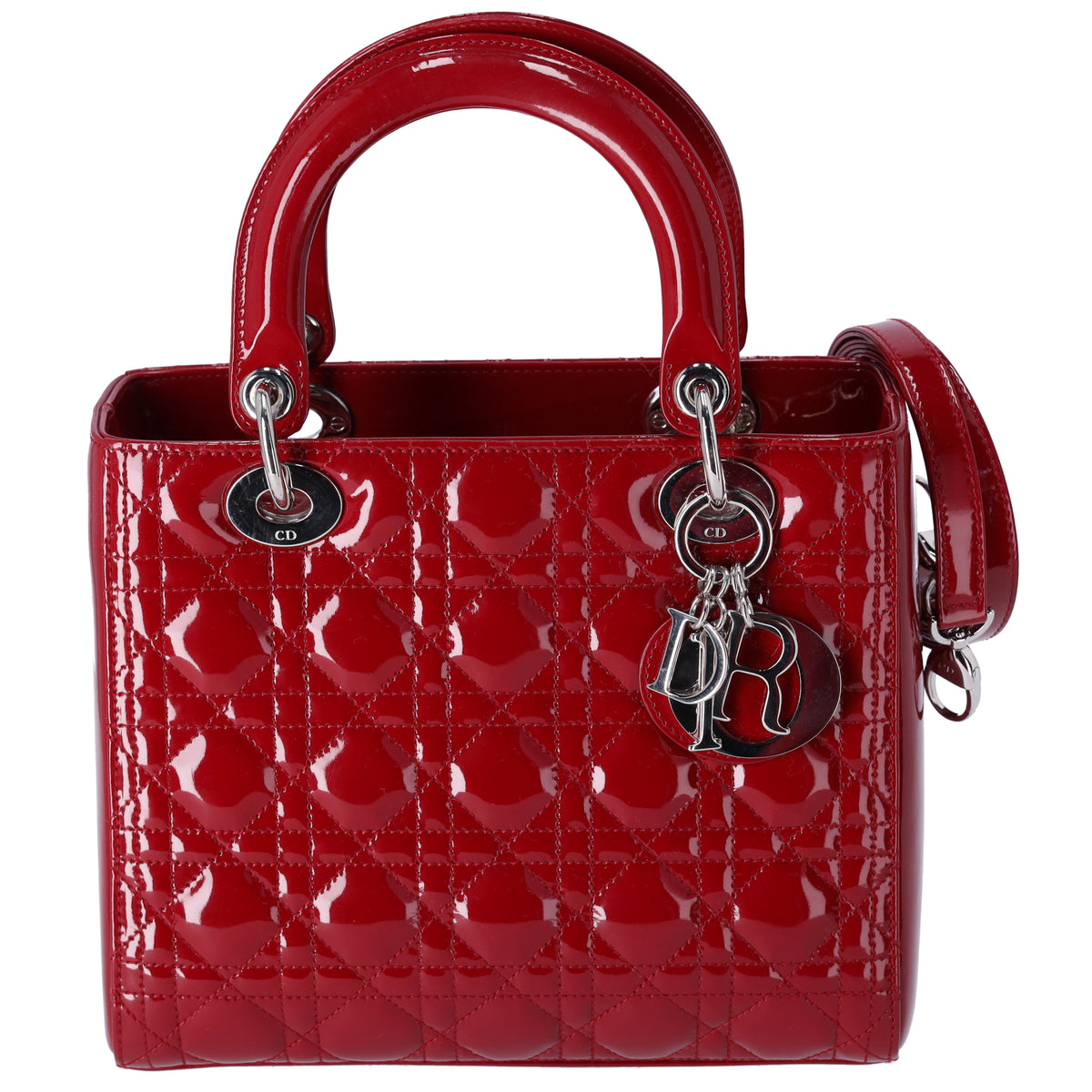 Christian Dior Lady Dior Medium Bag Handbag VRB44551 Red