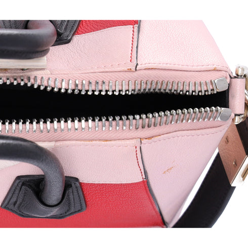 GIVENCHY Antigona Small Satchel Sugar Goatskin Tri-Color Red Pink Black