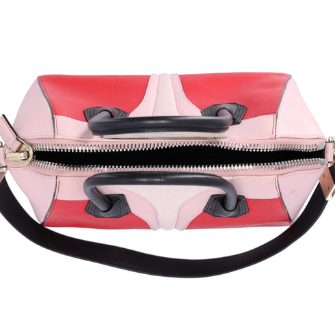GIVENCHY Antigona Small Satchel Sugar Goatskin Tri-Color Red Pink Black