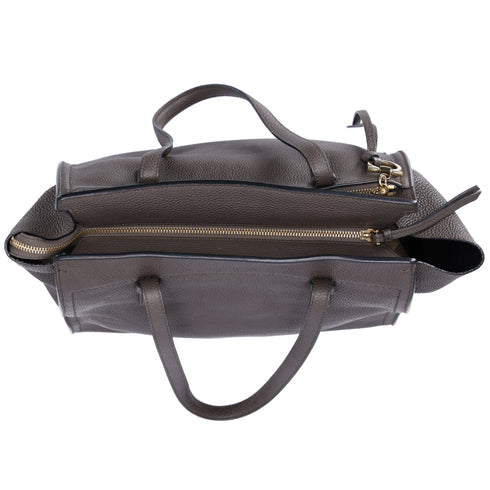 Salvatore Ferragamo Amy Medium Top Zip Shoulder Tote Bag Leather Dark Gray