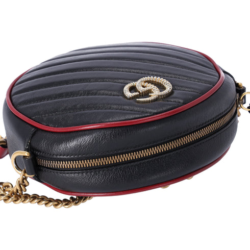 Gucci Mini Torchon GG Marmont Round Crossbody Bag Black