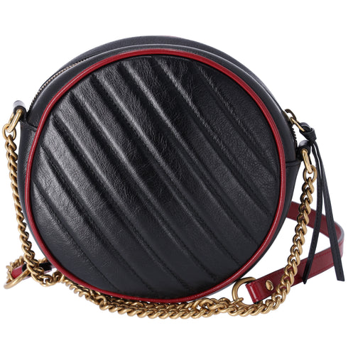 Gucci Mini Torchon GG Marmont Round Crossbody Bag Black